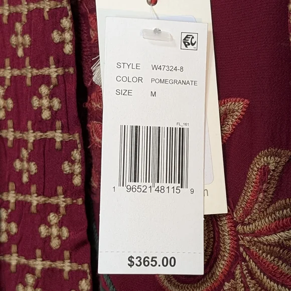 NWT JOHNNY WAS Messine Long Kimono Coat Embroidered Floral Pomegranate - Picture 13 of 15